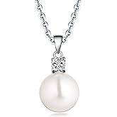 925 Sterling Silver Freshwater Cultured Pearl Pendant Necklace JO WISDOM Jewelry for Women,Girls