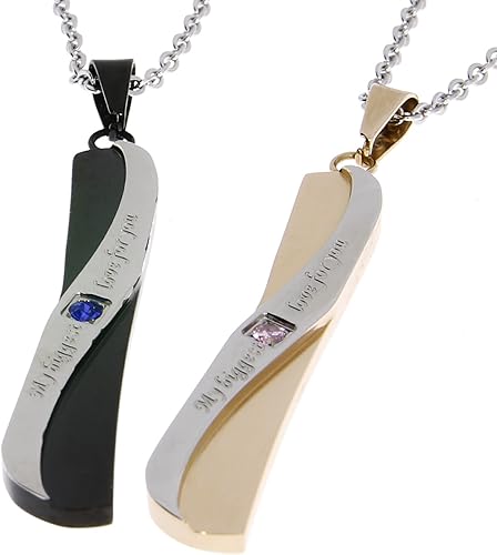 Gariella Partnerschmuck Anhanger Partnerketten In Schwarz Und Rosegold Mit Blau Rosa Kristall Fur Mann Und Frau Liebe Geschenk Amazon De Schmuck