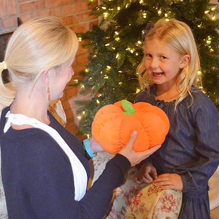 FidgetGear Soft Stuffed Pumpkin Fluffy Pumpkin Plush Toy Halloween Pumpkins Decorative Couch Throw Pillow for Kids Toddlers Babies Orange Orange About 18 cm in Diameter