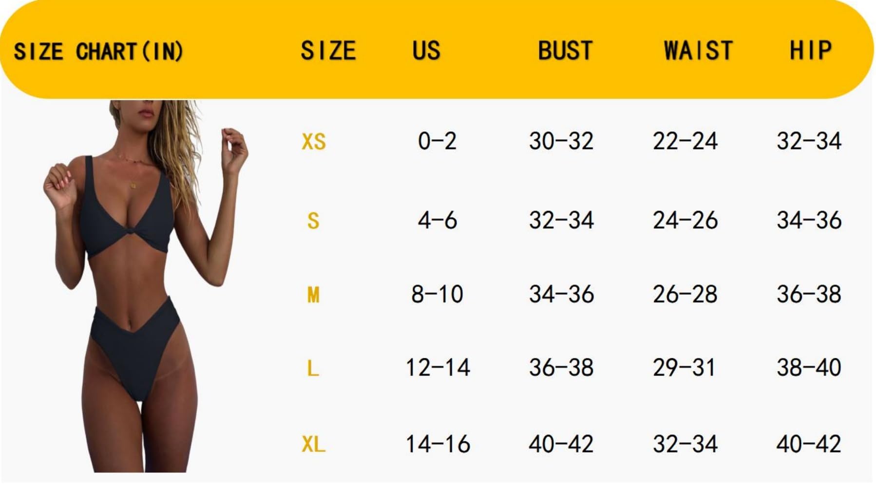 geluboao Womens Black Bikini Set High Waisted V Neck Swimsuit Sexy Kont Front Push Up Cheeky Brazilian Cut Thong Two Piece Bathing Suit M - Image 5