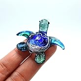 Sansukjai Turtle Sea Tiny Blown Glass Figurines Animals Art Collectible Handmade Gift Home Décor (Turquoise)