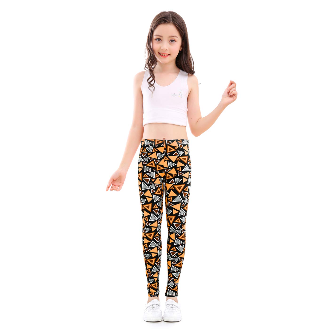 slaixiu Girls Leggings Stretchy Kids Pants Classic Printing Flower Pattern(GP02_No.4_65#)