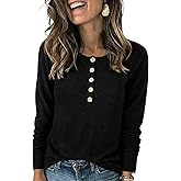 DB MOON 2026 Womens Long Sleeve Henley Shirt Lightweight Fall Casual Crewneck Tunic Tops