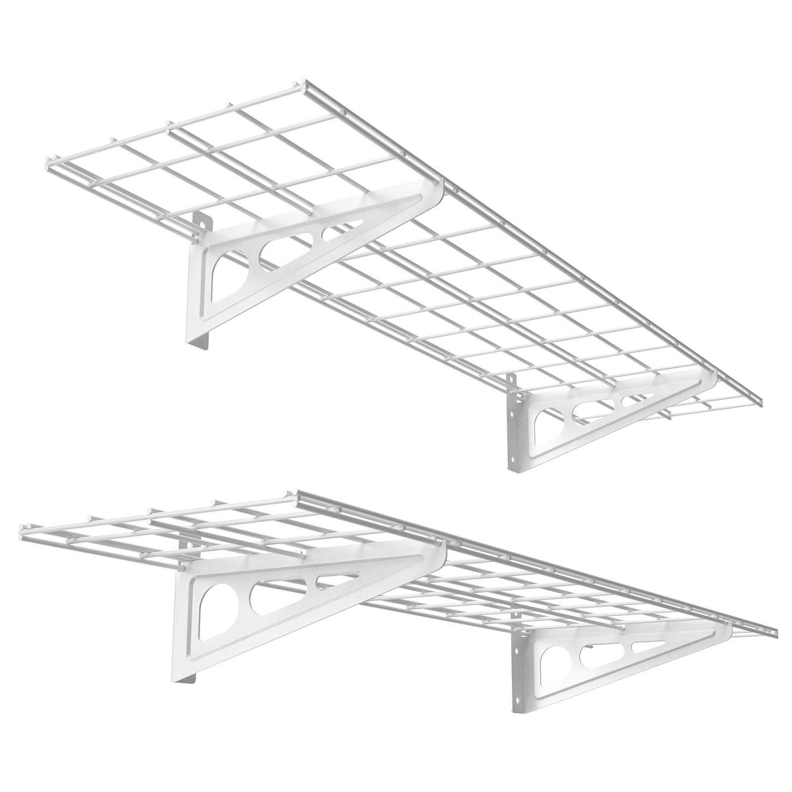 Photo 1 of FLEXIMOUNTS 2-Pack 1x4ft 12-inch-by-48-inch Wall Shelf Garage Storage Rack Wall Mounted Floating Shelves, White