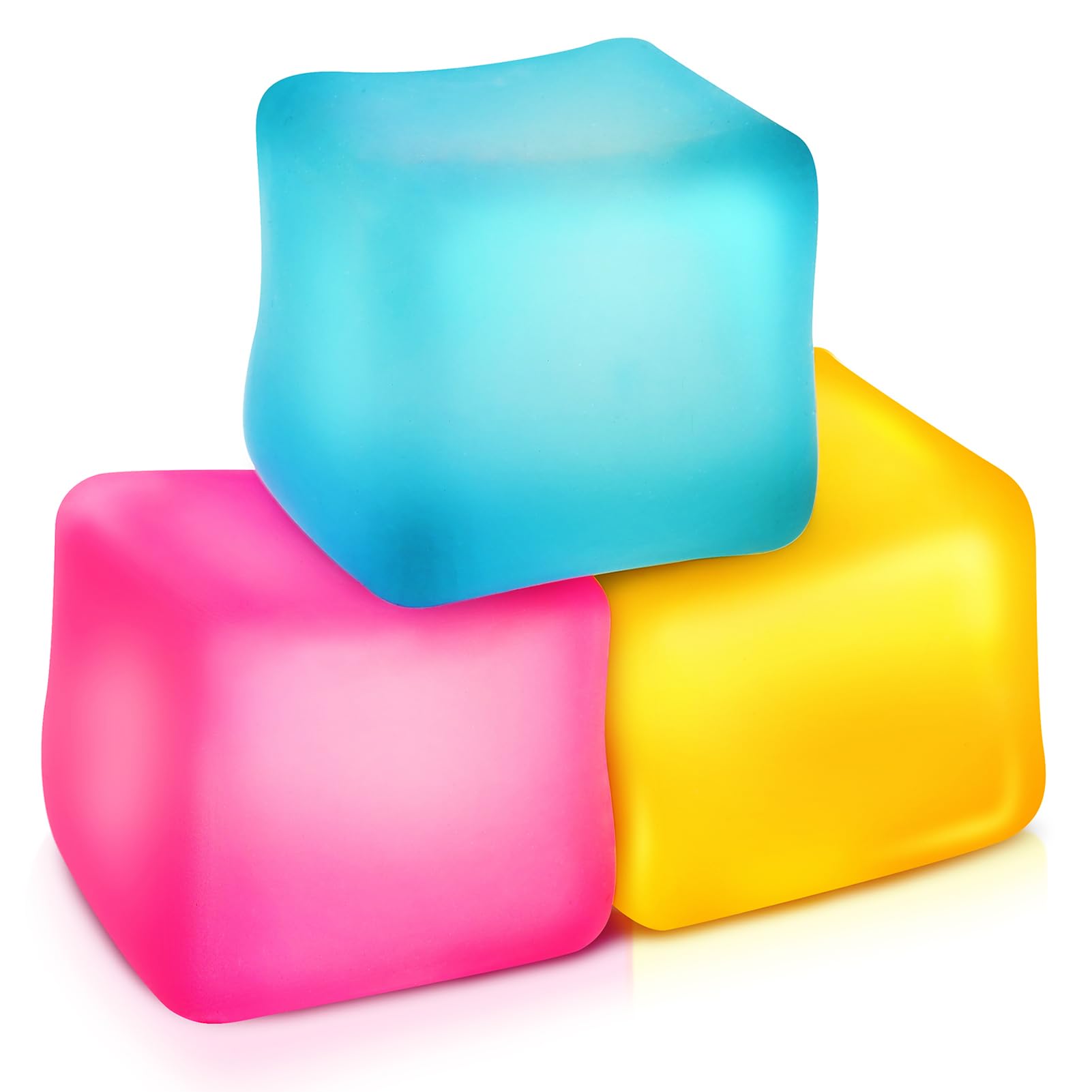 Fidget Toys Stress Cube 3 Pack: High Density Gel Filled Sensory Toys, 2.1" Cube, Anxiety Relief Squishy Fidget Toys, Stress Balls for Adults Kids Children Teens, Fidgets for Classroom