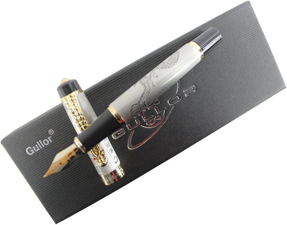 Gullor Fountain Pen JINHAO 'Loong Offspring' Ancient silver Chinese Dragon Embossed - Image 3