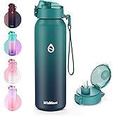 WEMEET 32oz Water Bottle with Removable Straw and Spout Lid Two Ways to Drink, 18/10 Stainless Steel Insulated Water Bottle, BPA-Free, Leak Proof, Double wall, for Sports, Gym