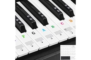 Piano Stickers, EKVINOR Removable Piano Keyboard Stickers for 88 61 54 49 37 Keys, Leaves No Residue, Ideal for Piano Beginners Learning Piano or Keyboard - Multicolor