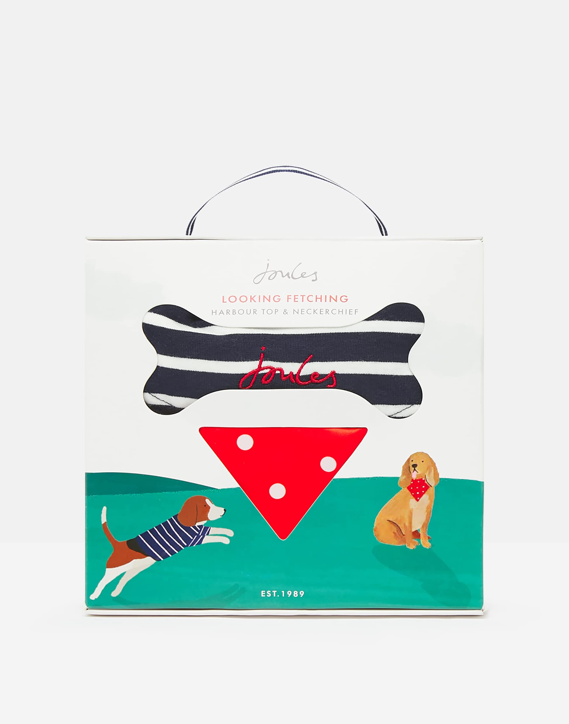 Rosewood Joules Navy Blue Striped Harbour Dog Top & Red Neckerchief Gift Set For Dogs, Medium