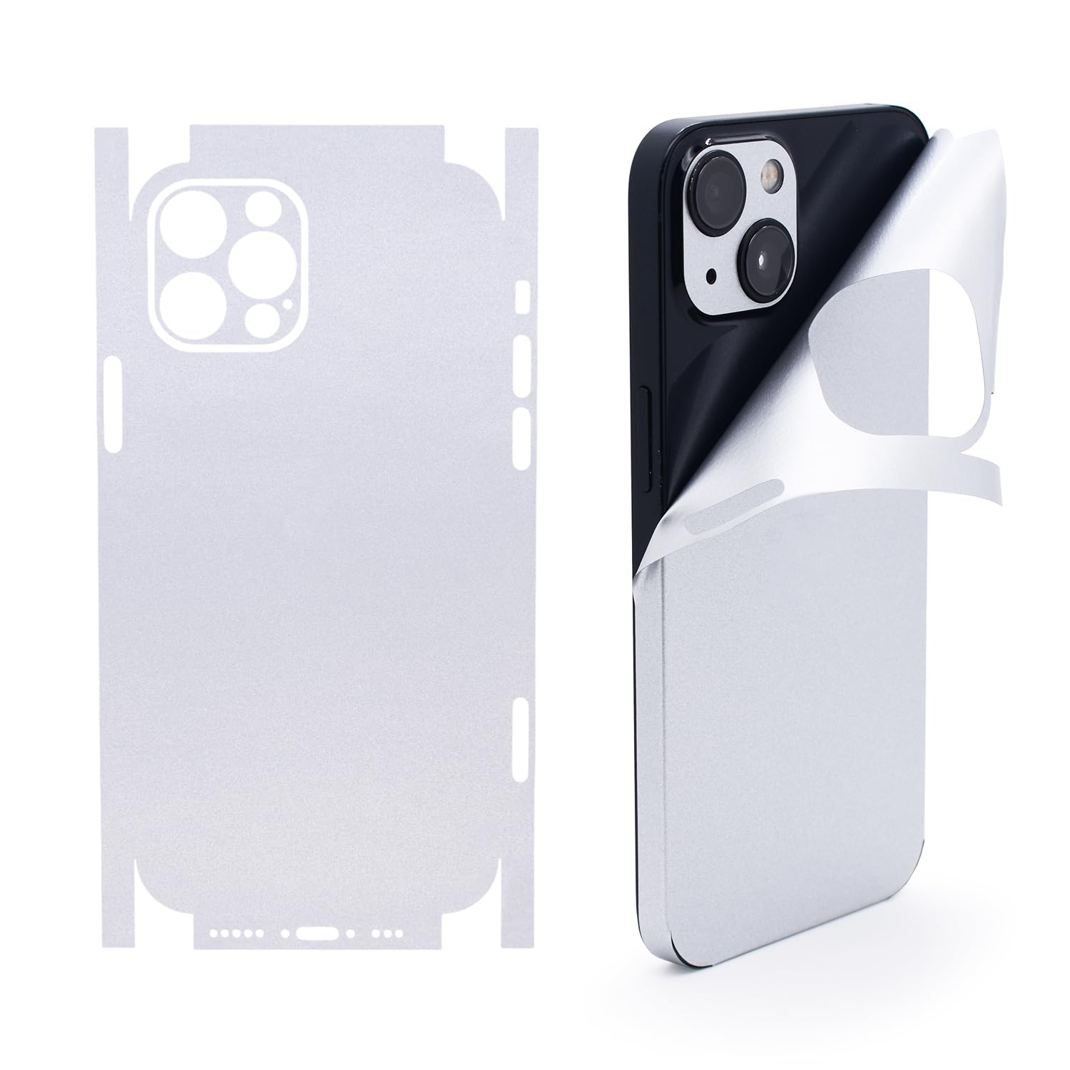 Photo 1 of Silver Color Skin Sticker Compatible with iPhone 13 Pro, Full Wrapped, Super Thin, 2Pcs (iPhone 13 Pro)