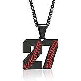 Suweibuke Inspiration Baseball Necklace - Stainless Steel Baseball Chain Number Pendant - Boys & Girls Gift