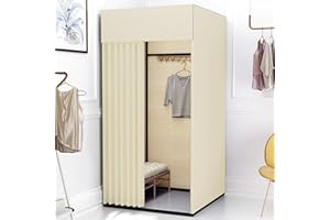 MADAMERA Clothing Store Fitting Room with Shading Curtain, Portable Temporary Mobile Privacy Protection Dressing Room, Foldable Mall Simple Changing Room for Office Outdoor Activity, 200x100x95cm(Beige)