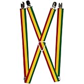 Buckle-Down mens Buckle-down - Rasta Suspenders, Multicolor, One Size US