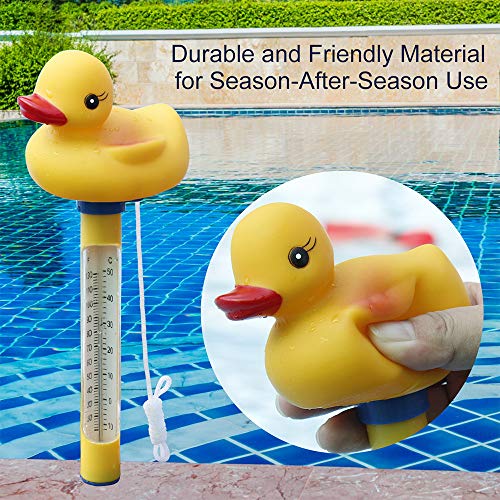 Blufree Pool Thermometer Floating, Shatter Resistant, Indoor Outdoor Thermometer Pond Water Thermometer for Swimming Pools, Spas, Hot Tubs, Jacuzzis, Aquariums & Pond (Rubber Duck).