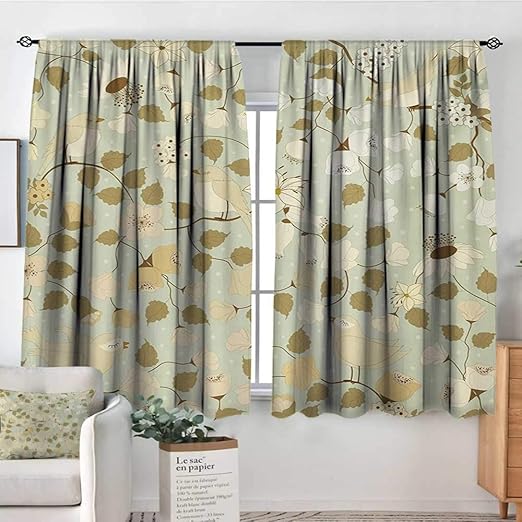 Amazon Com Mozenou Floral Blackout Window Curtain Vintage Retro