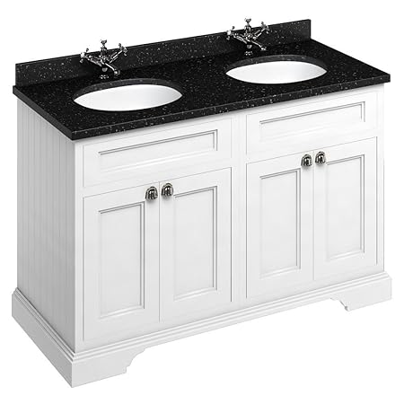 Burlington 130 4 Door Vanity Unit Minerva Black Granite Worktop
