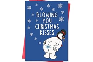 MQMRYeto Funny Christmas Card for Friends and Family,Humorous Christmas Gifts for Him Her, Snowman Blowing Kisses Xmas Card,Humor Xmas Gift Idea for Women Men