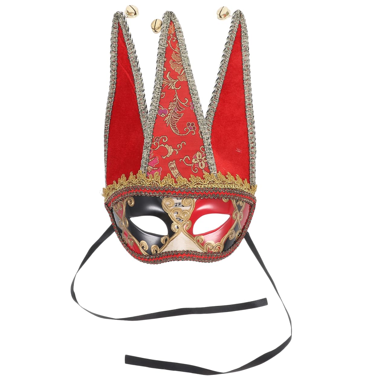 WOFASHPURET Venetian Style Half Face Mask for Men - Red Carnival Costume Mask for Masquerade Ball, Party and Dress up