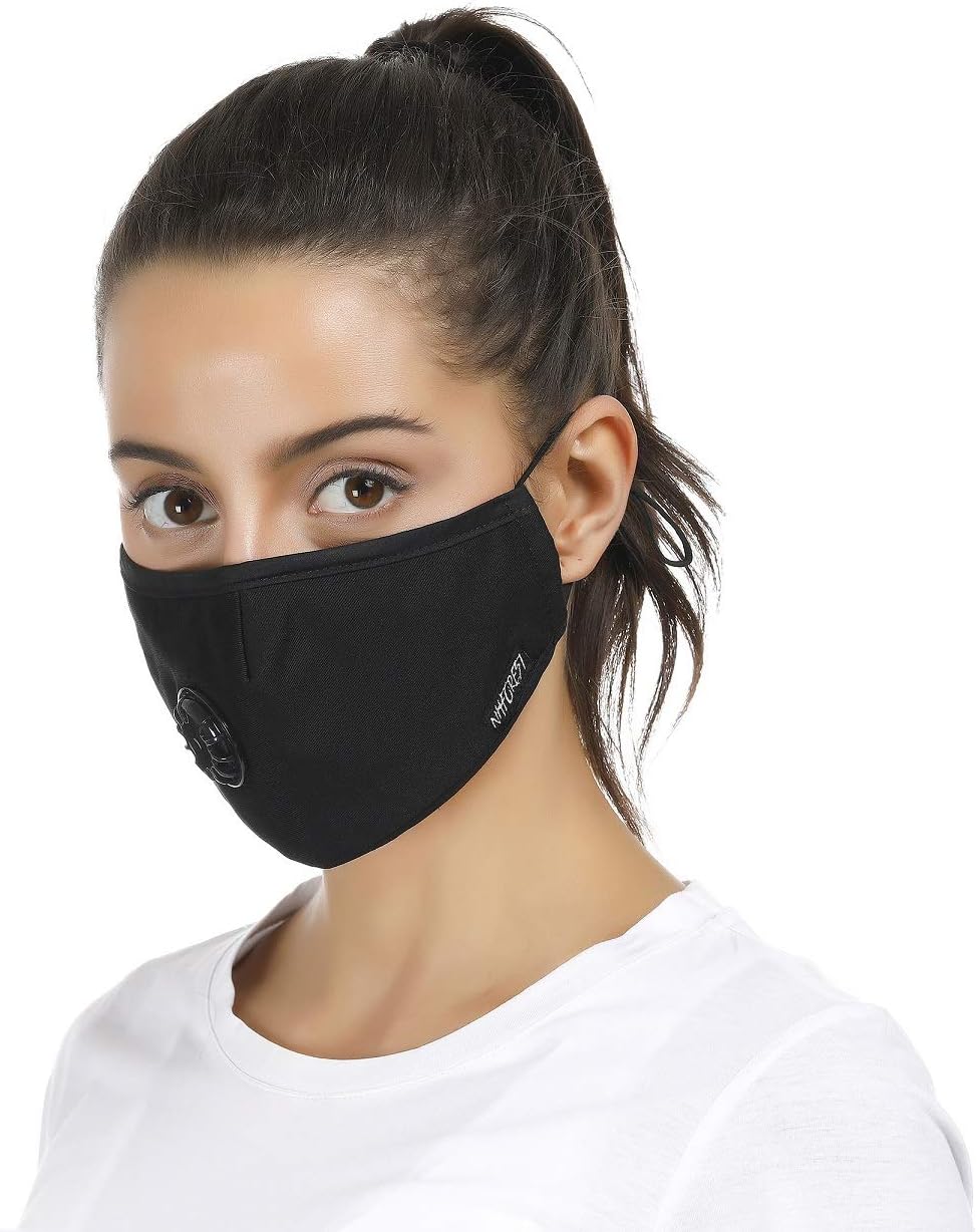 NHForest N99 Mask Particulate Respirator Mask (1 Mask + 6 Filters) - Washable and Reusable Face Protection - Air Pollution Mask with Exhalation Valve