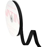 VATIN Black Grosgrain Ribbon, 1/2" x Continuous 25 Yards, Black Polyester Grosgrain Ribbon,Use for Bows DIY Hair Accessories, Gift Wrapping, Craft and Sewing