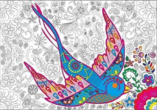 Large Coloring Paper Tablecloth Or Poster | Pretty Bird Bohemian | Thick & Leak-Proof | Comes With 12 Color Pencil Set | Great For Your Crayons & Markers | Fun At A Party Or Any Time | Decoration