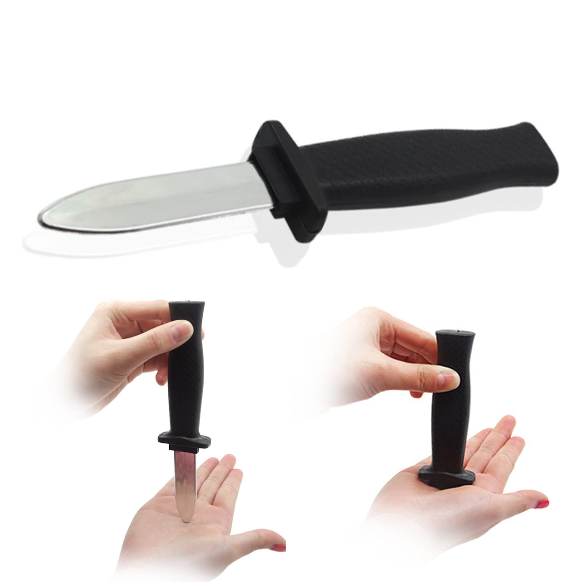 CXAFQ Disappearing Dagger Knife, Magic Tricks Prop for Kids Adults Fool's Day Party Favor, Plastic Blade Toy, Retractable, April Fools' Day, Halloween Pranks, Black