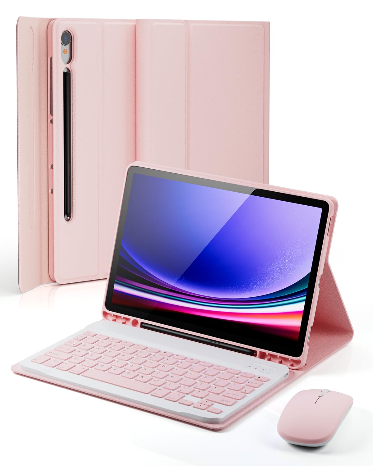 Photo 1 of TUNKARMOR Case Keyboard for Samsung Galaxy Tab S10 Plus / S9 FE Plus / S9 Plus / S8 Plus / S7 FE / S7 Plus 12.4inch - Mouse and Detachable Magnetic Keyboard, Slim Case with S Pen Holder