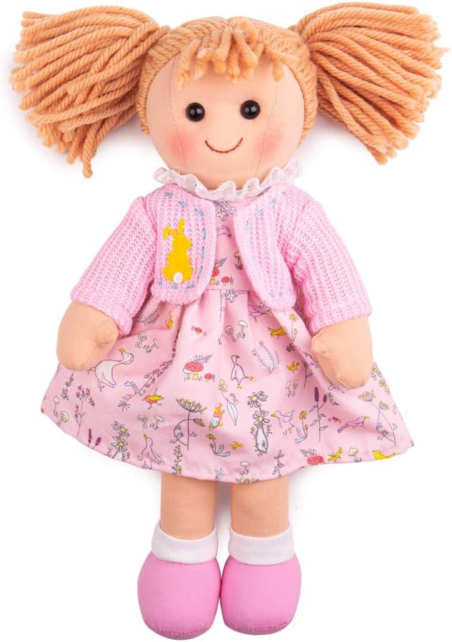 Bigjigs Ella Rag Doll Medium 34cm My First Dolly Pink Clothes Swap Safe Toy