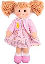 Bigjigs Ella Rag Doll Medium 34cm My First Dolly Pink Clothes Swap Safe Toy