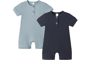 Bafeicao Baby Boy Girl 2/3 Pack Solid Romper Ribbed Short/Long Sleeve Bodysuit Jumpsuit Infant Knitted Outfits Clothes