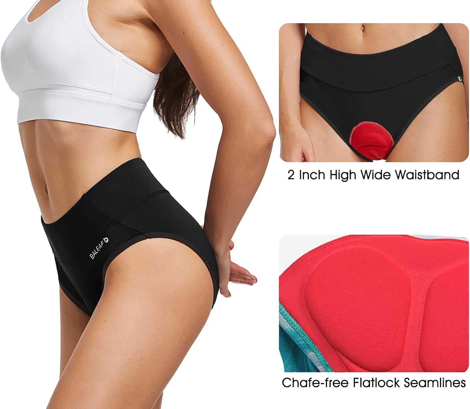 BALEAF Women's Cycling Underwear 3D Padded Gel Chamois Bicycle Bike Shorts High Waist Spinning Shorts Mountain Biking Briefs: Clothing