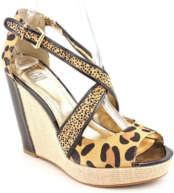 Falchi by Falchi Bethany Womens Size 8 Tan Open Toe Suede Wedge Sandals Shoes