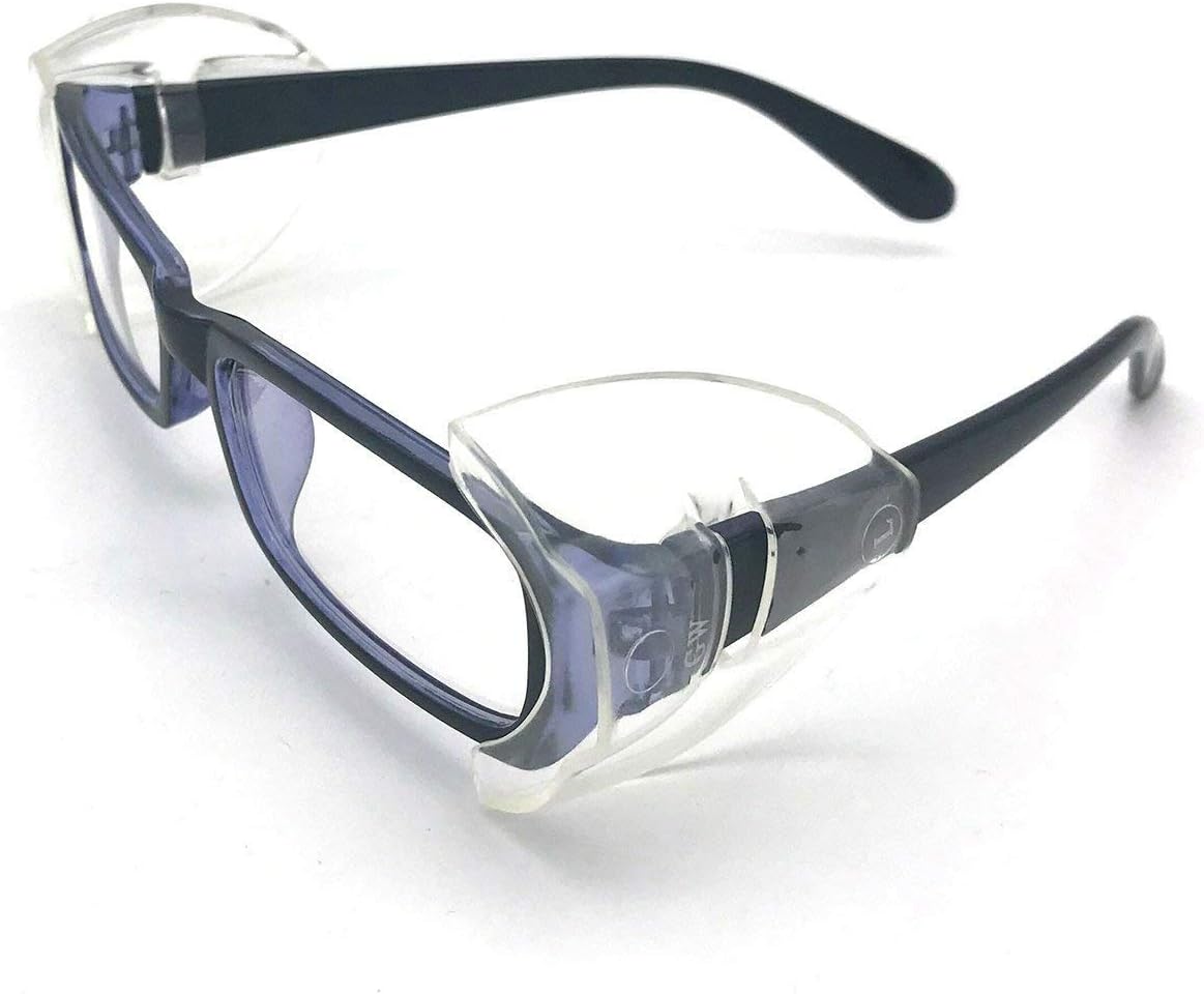 MBODM 2 Pairs Safety Eye Glasses Side Shields, Slip On Clear Side Shield for Safety Glasses