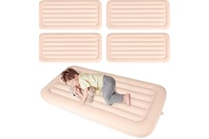 Geetery 4 Pcs Kids Air Mattress Toddler Inflatable Sleepover Airbed 55 x 27.6 x 8.7 Inch Foldable Comfort Flocked Blow up Bed with Patch Kit Portable Air Mattresses for Home Travel Camping Party