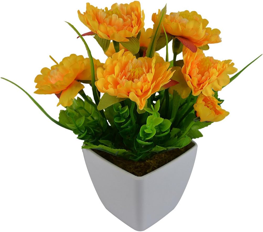Fancy Mart Artificial Flowers Peony Flower Plant with Square Pot (22 cm, Multi-Color)