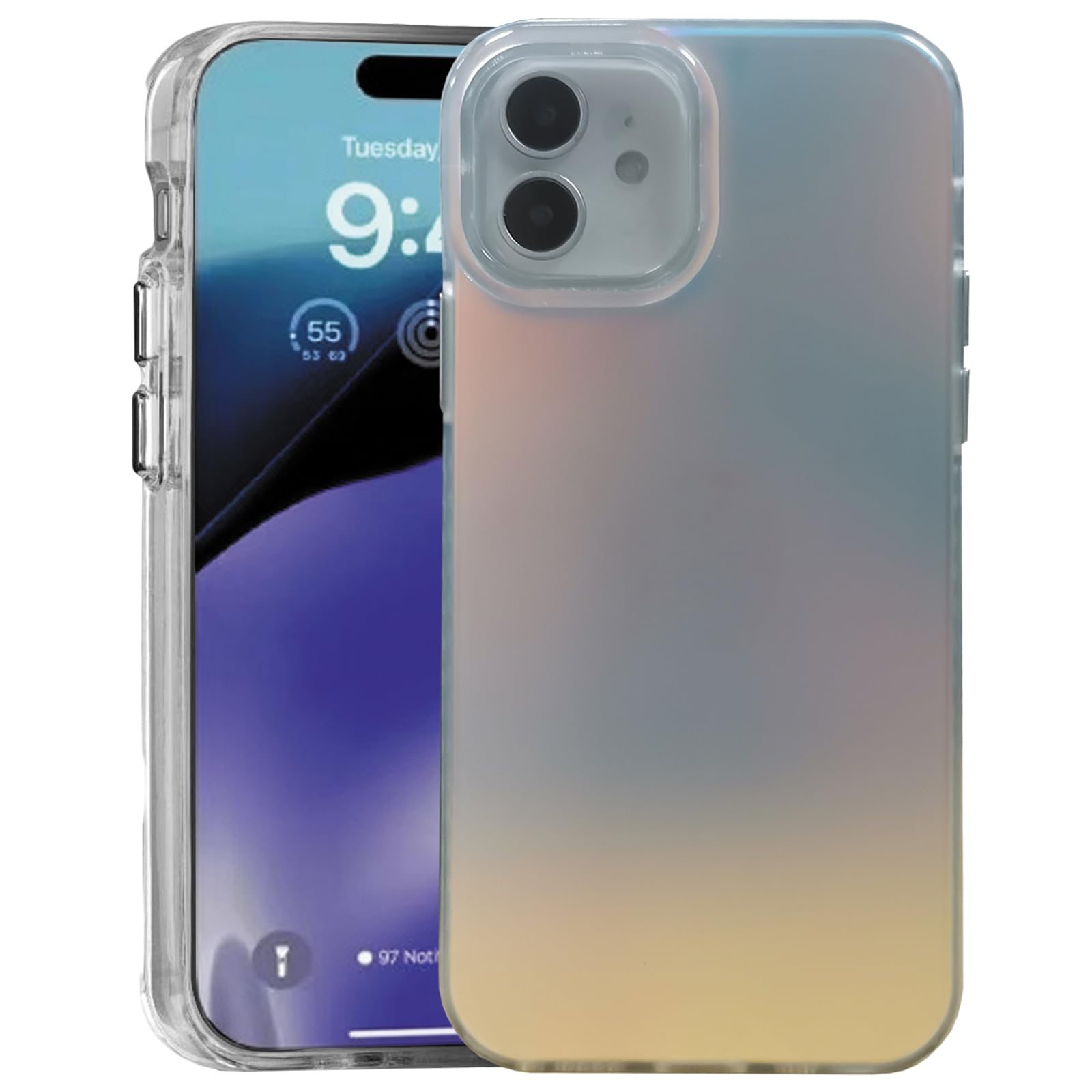 SNZ for iPhone 12 Case, Standard Mobile Phone Cases with [Yellowing-Resistant] Protective and Thin Slim Fit Covers, Translucent Matt and Iridescent Fluorescent for iPhone 12 Cover