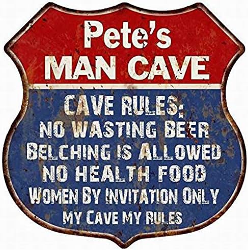 AnthWad 12x12 Wall Decor Art Phil's Man Cave Rules Personalized Shield Metal Sign Gift 211110023105
