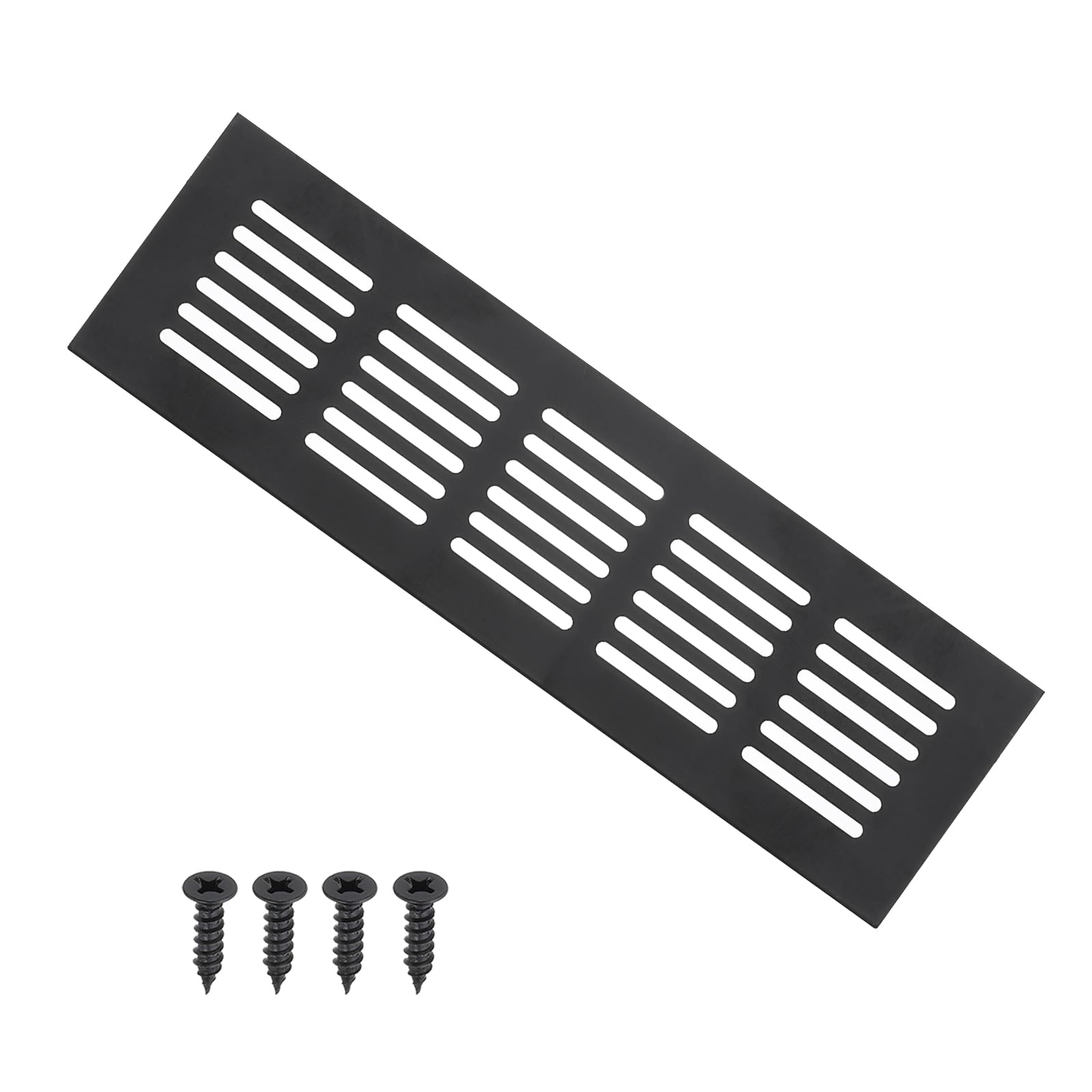PATIKIL 9 x 2.4 Inch Door Air Vent Cover, Aluminum Grille Ventilation Cover Louvered with Mounting Screws for Cabinet Wardrobe Door, Black