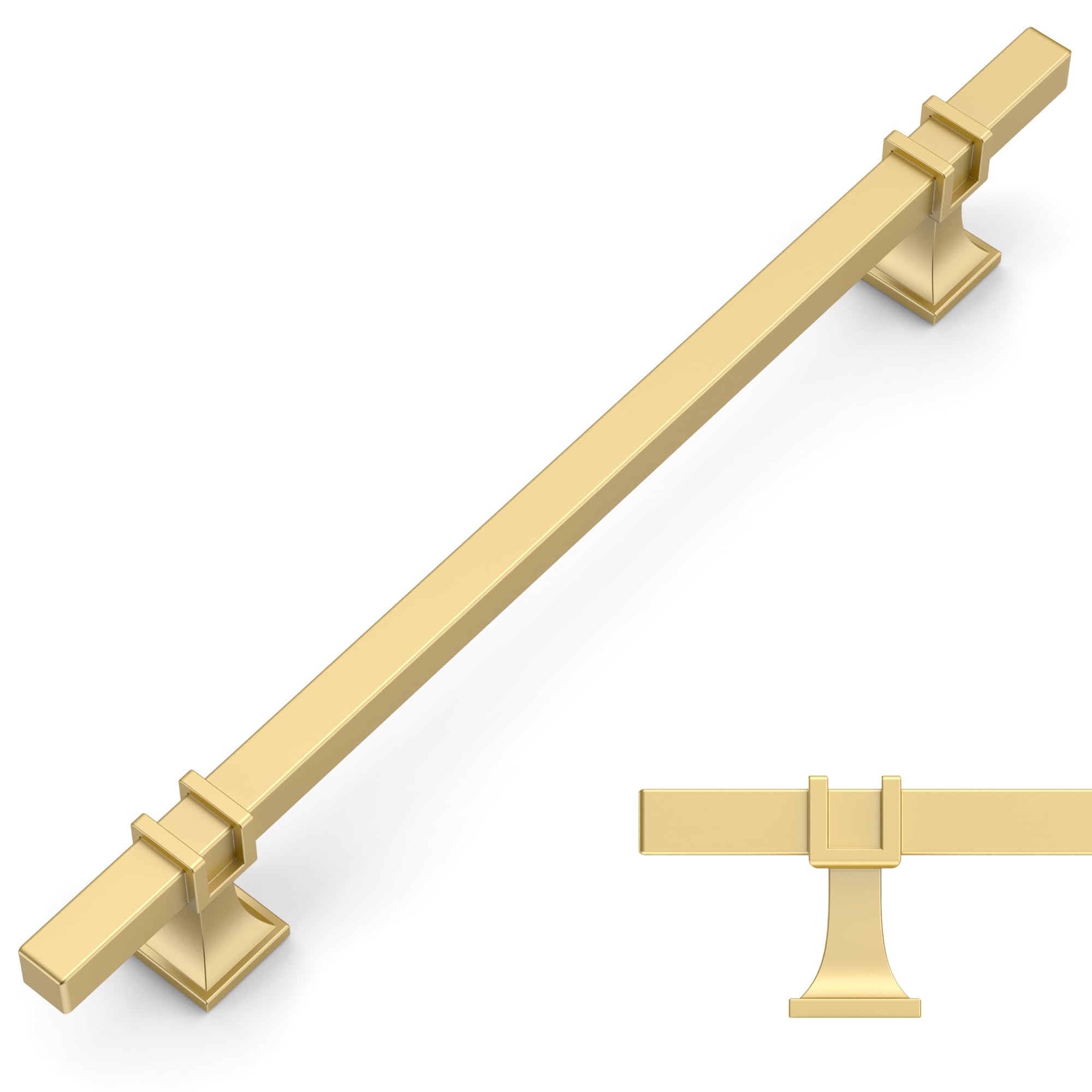 Photo 1 of Amerdeco 10 Pack Brushed Gold Cabinet Pulls 7.5 Inch(192mm) Hole Center Drawer Pulls Cabinet Hardware Kitchen Cabinet Handles for Bathroom Dresser Pulls ZH0067