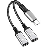 USB C Splitter 1 in 2 Out , Dual USB C Headphone and Charger Adapter Type C | Audio Jack Dongle with PD 60W Fast Charging Cable for iPhone 17 16 15 Pro Max, iPad, Samsung Galaxy S25 S24 Ultra More