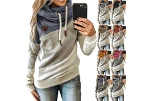 ZWRXW Sweatshirts for Women Trendy Patchwork Cowl Neck Hoodies Loose Fit Pullover Tops Leopard Camo Thermal Fall Blouses