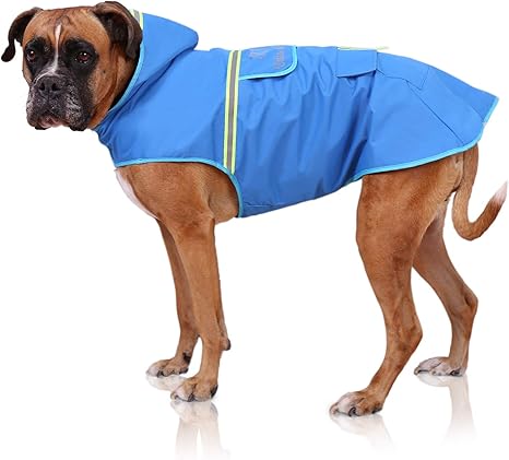 Bella Balu Impermeable Pour Chien Veste De Pluie Avec Capuchon Et Reflecteurs Pour Les Promenades En Toute Securite Et Au Sec Pour Votre Chien L Bleu Amazon Fr Animalerie