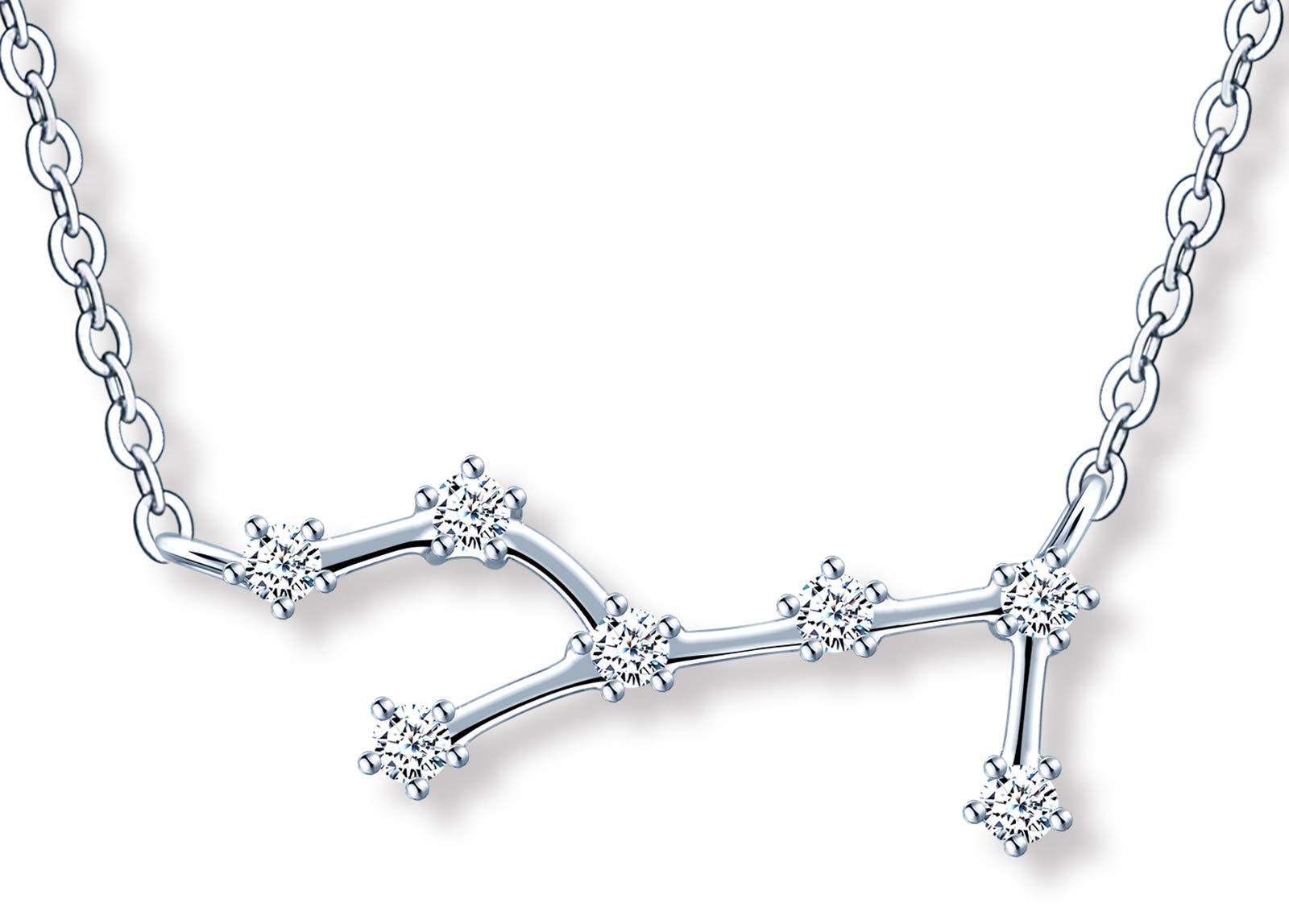 MicLee Women's girl's Necklace pendant, 925 Sterling Silver necklace, Twelve constellations zircon necklace, Constellations Guardian Choker, Virgo necklace pendant, Inlaid zircon, silver