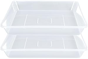 LWALRS Square Plant Saucer 14 Inch 2 Pack, Strong Clear Plastic Flower Plant Pot Saucer, Square Planters for Indoors and Outdoors Plants, Garden Plant Saucers for Pots Plant Trays.