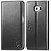 Galaxy S6 Edge Case, SHIELDON Genuine Leather Wallet Case, Premium [Slim Fit] Flip Book Case Cover w/ Stand Function & Credit Card Compartments for Samsung Galaxy S6 Edge, Black