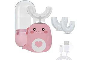 Kids U-Shaped Electric Toothbrush, 4PCS Automatic Toothbrushes with 3 Modes and Smart Timer, Rechargeable Auto Dinosaur Tooth