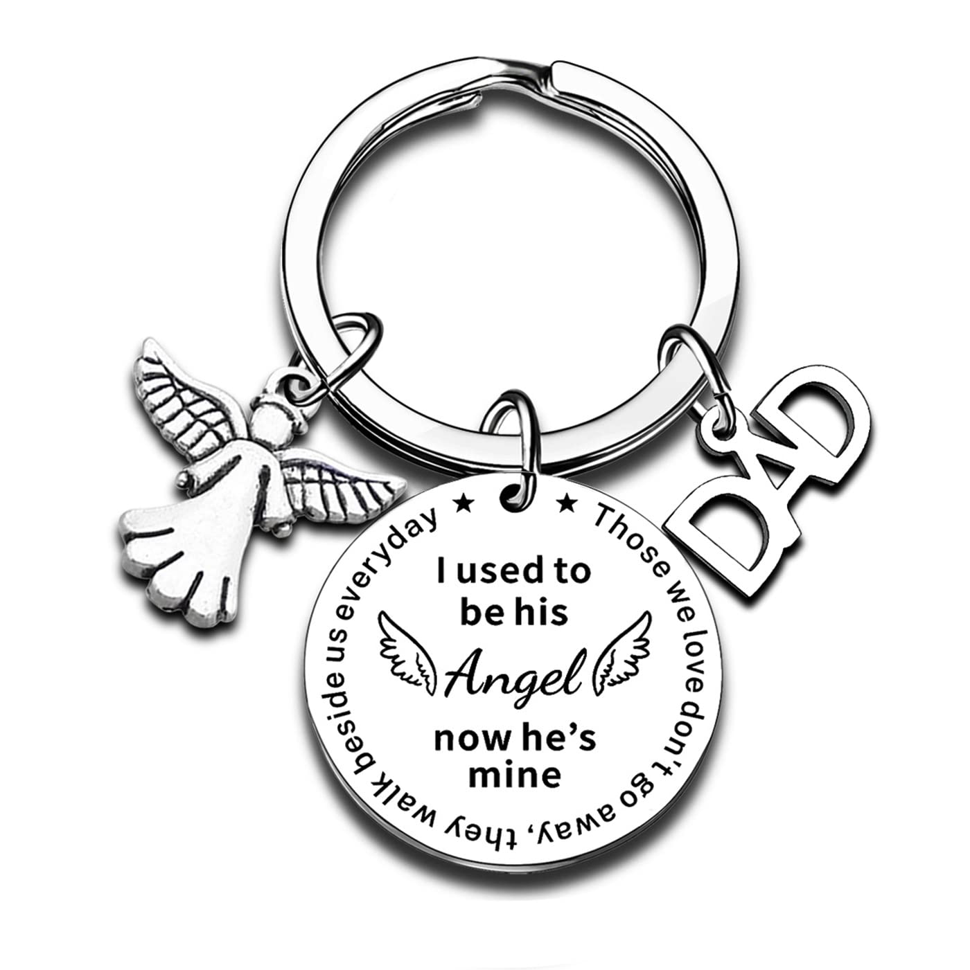 Nimteve Dad Memorial Keyring Memorial Gifts Remembrance Sympathy Gift Father Funeral Gift Memorial Gifts for Loss of Dad Angel Gifts, Silver