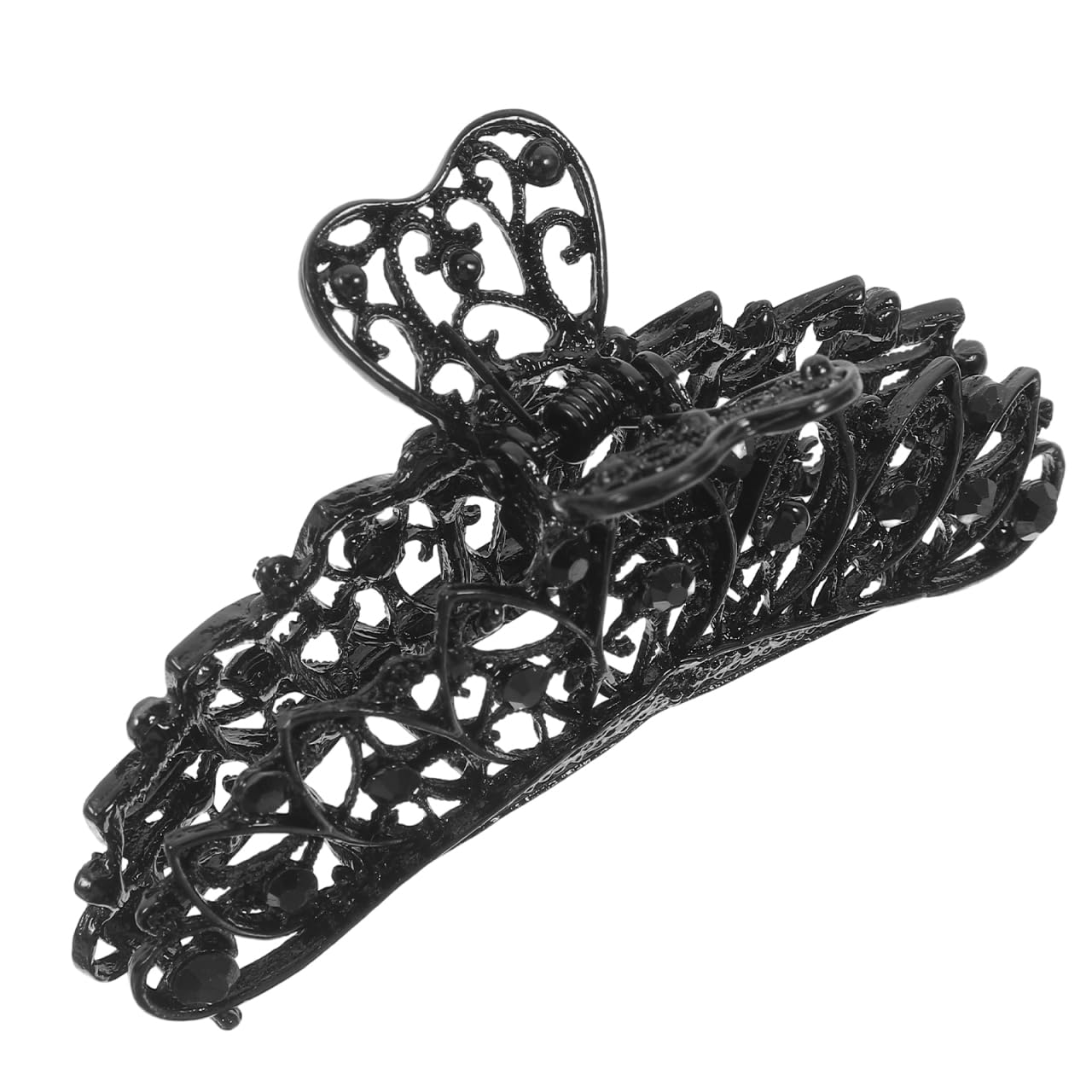 minkissy Black Alloy Jaw Clip Hollow Hair Claw Clips Goth Hair Clips Hair Grip Metal Claw Gothic Style Hair Claw for Women Girls Long Hair 3 inch / 8 cm