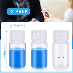 Tatuo 12 Pcs 2oz 60ml Polypropylene Wide Mouth