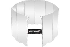 REDCAMP Folding Outdoor Stove Windscreen, 10 Plates Aluminum Camping Stove Windshield with Carrying bag, Lightweight Butane Burner Windshield